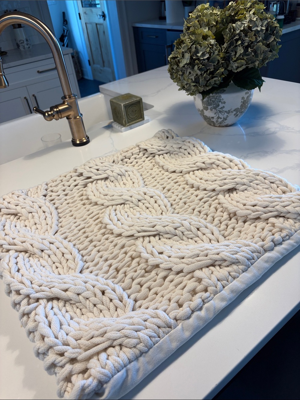 Pottery Barn Chunky Hand-Knit Cable Accent Pillow - Ivory